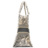 Beige/Grey Embroidered Canvas Toile de Jouy Book Tote