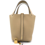 Trench Clemence Leather Gold Hardware Picotin Lock 18 Bag