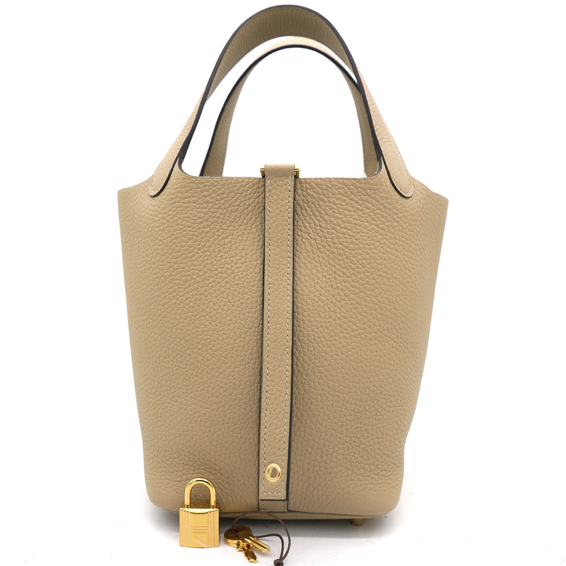 Trench Clemence Leather Gold Hardware Picotin Lock 18 Bag