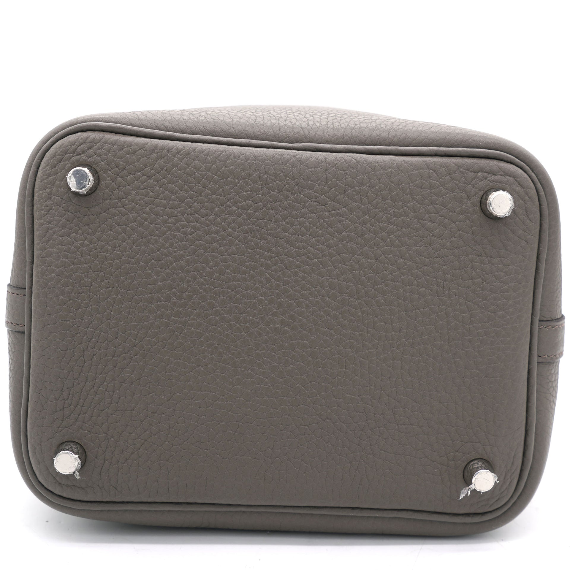Gris Etain Clemence Leather Palladium Hardware Picotin Lock 18 Bag