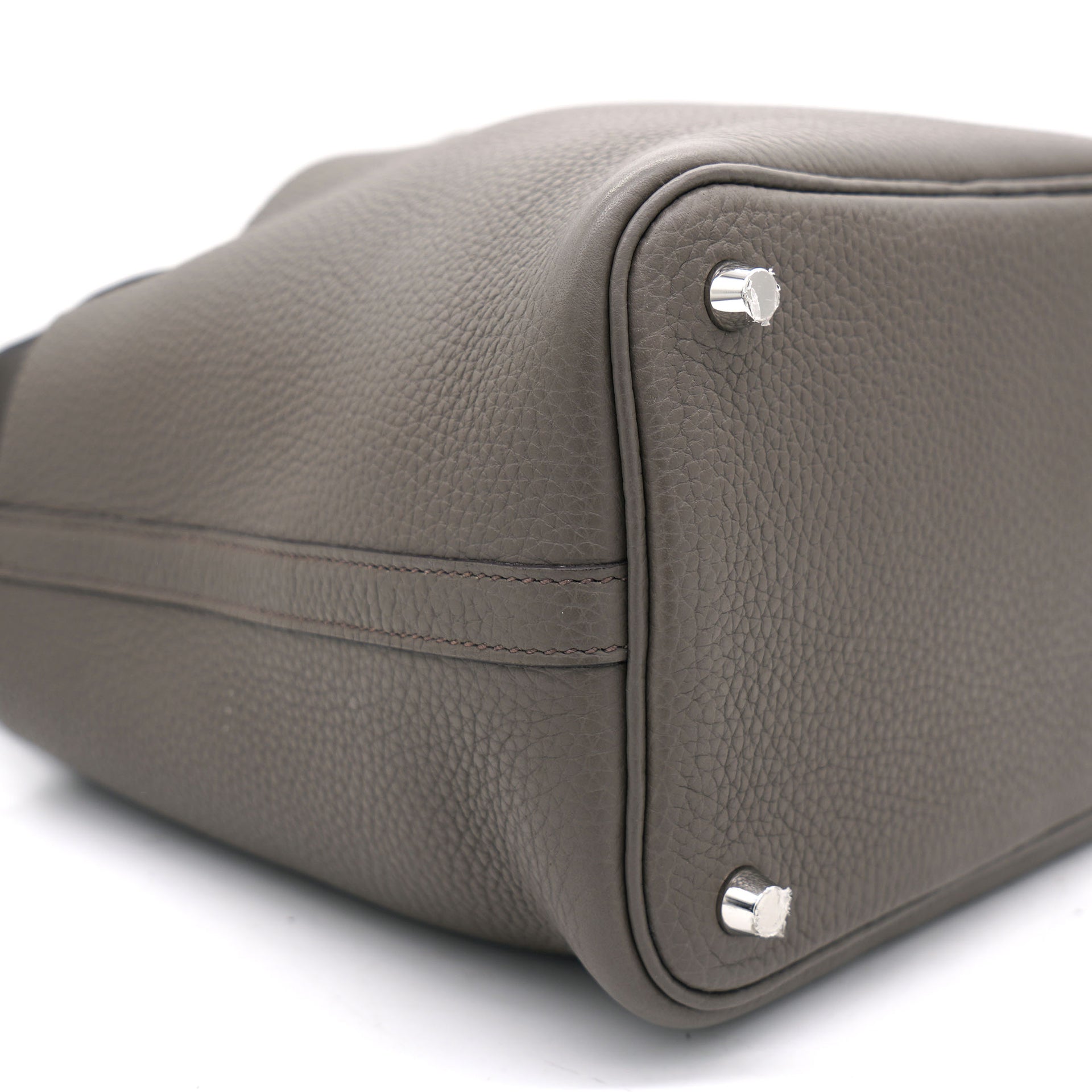Gris Etain Clemence Leather Palladium Hardware Picotin Lock 18 Bag