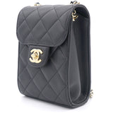 Lambskin Quilted Small Vertical Flap with Chain Black