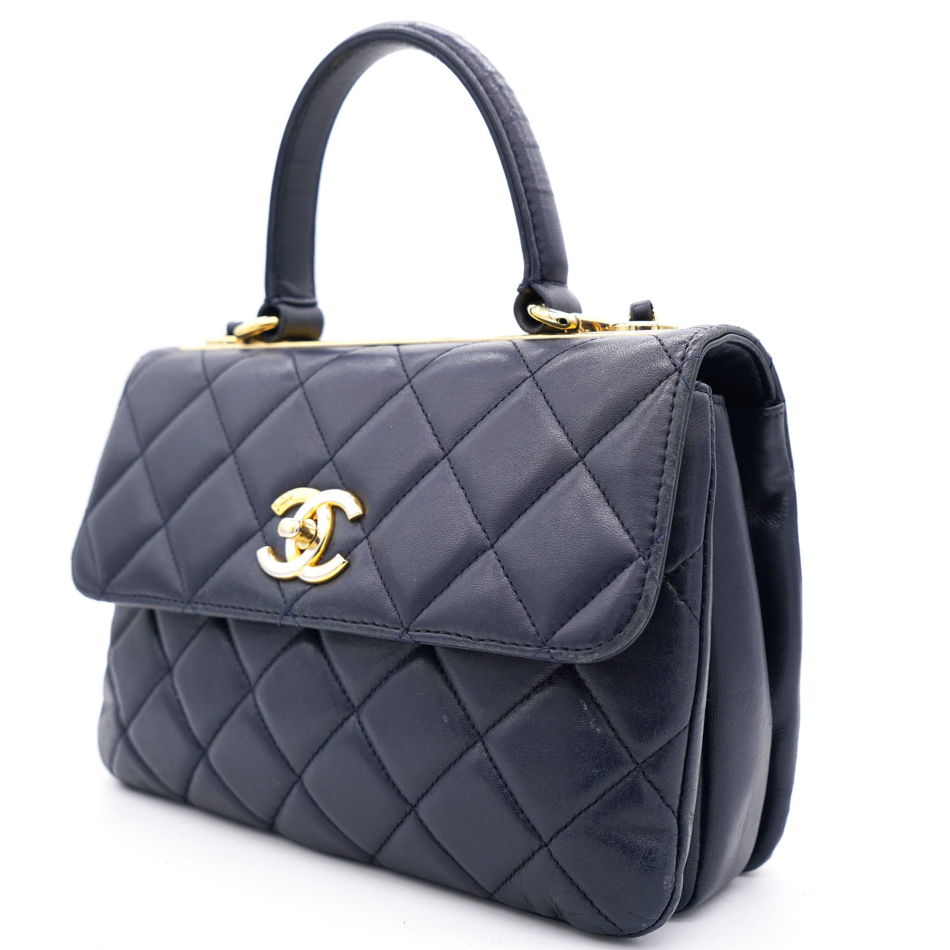 Chanel Navy Blue Quilted Lambskin Mini Flap Bag With Top Handle Gold  Hardware, 2022 Available For Immediate Sale At Sotheby's