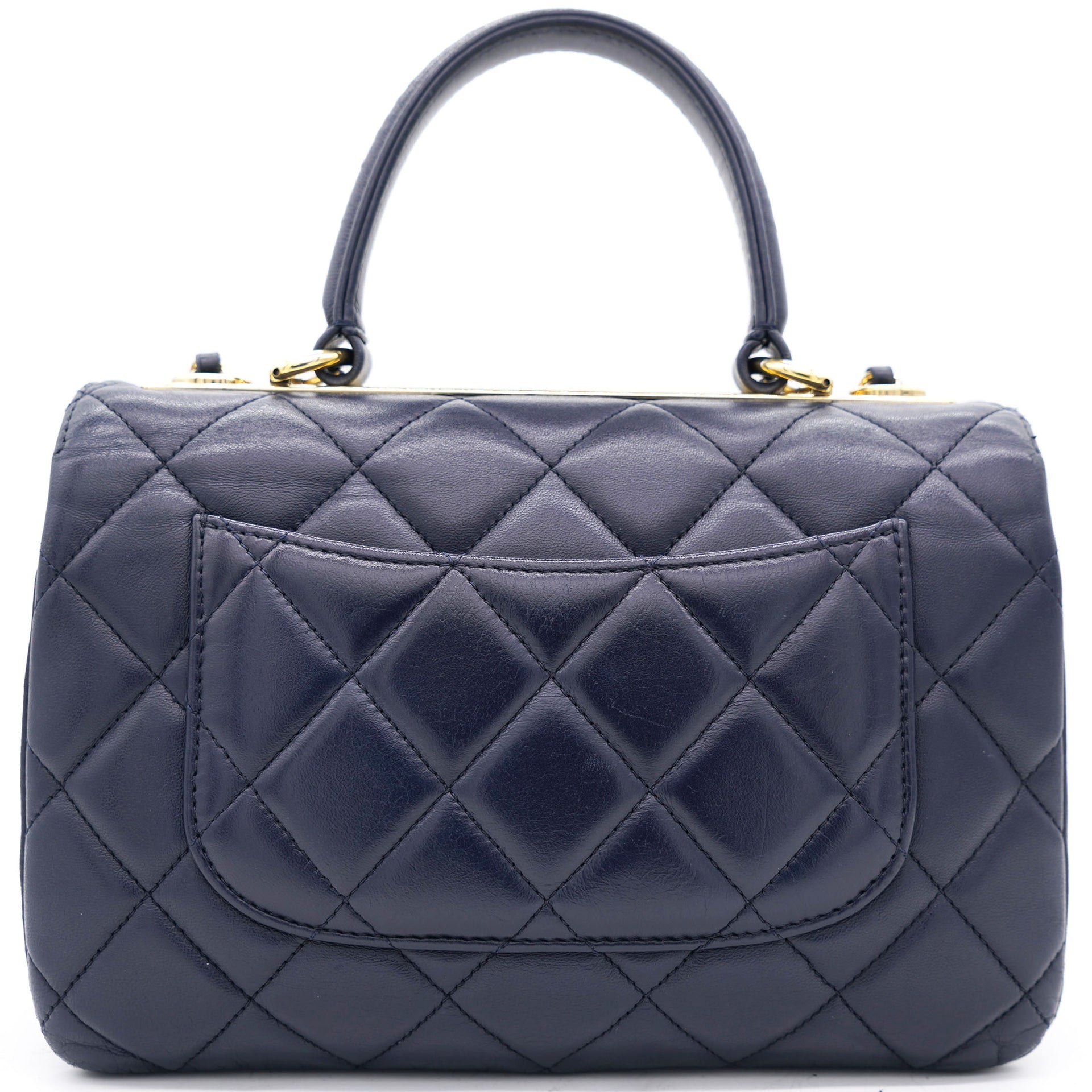 Chanel Navy Blue Quilted Lambskin Leather Small Trendy CC Flap Top