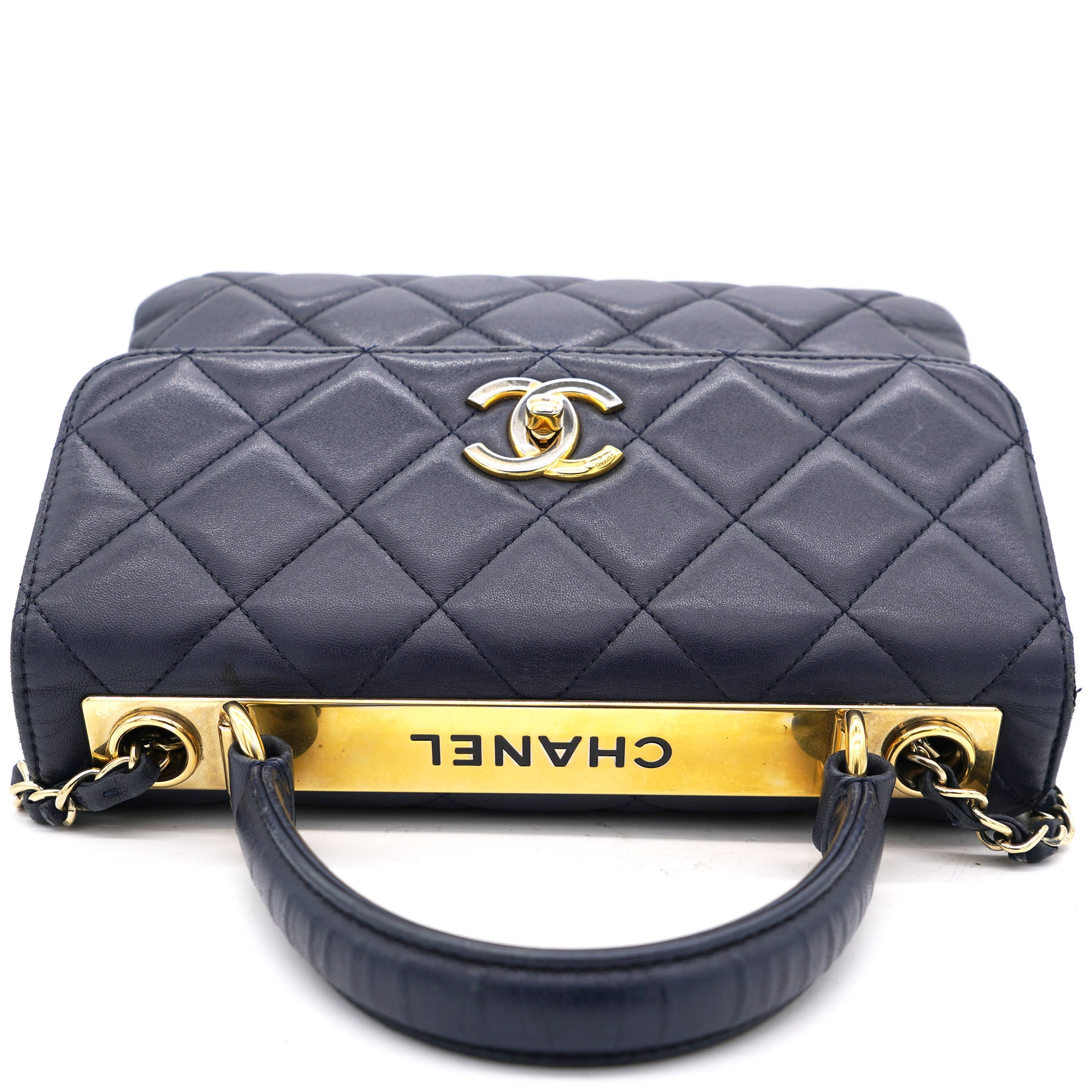 CHANEL Trendy CC Bowling Quilted Leather Shoulder Bag Beige