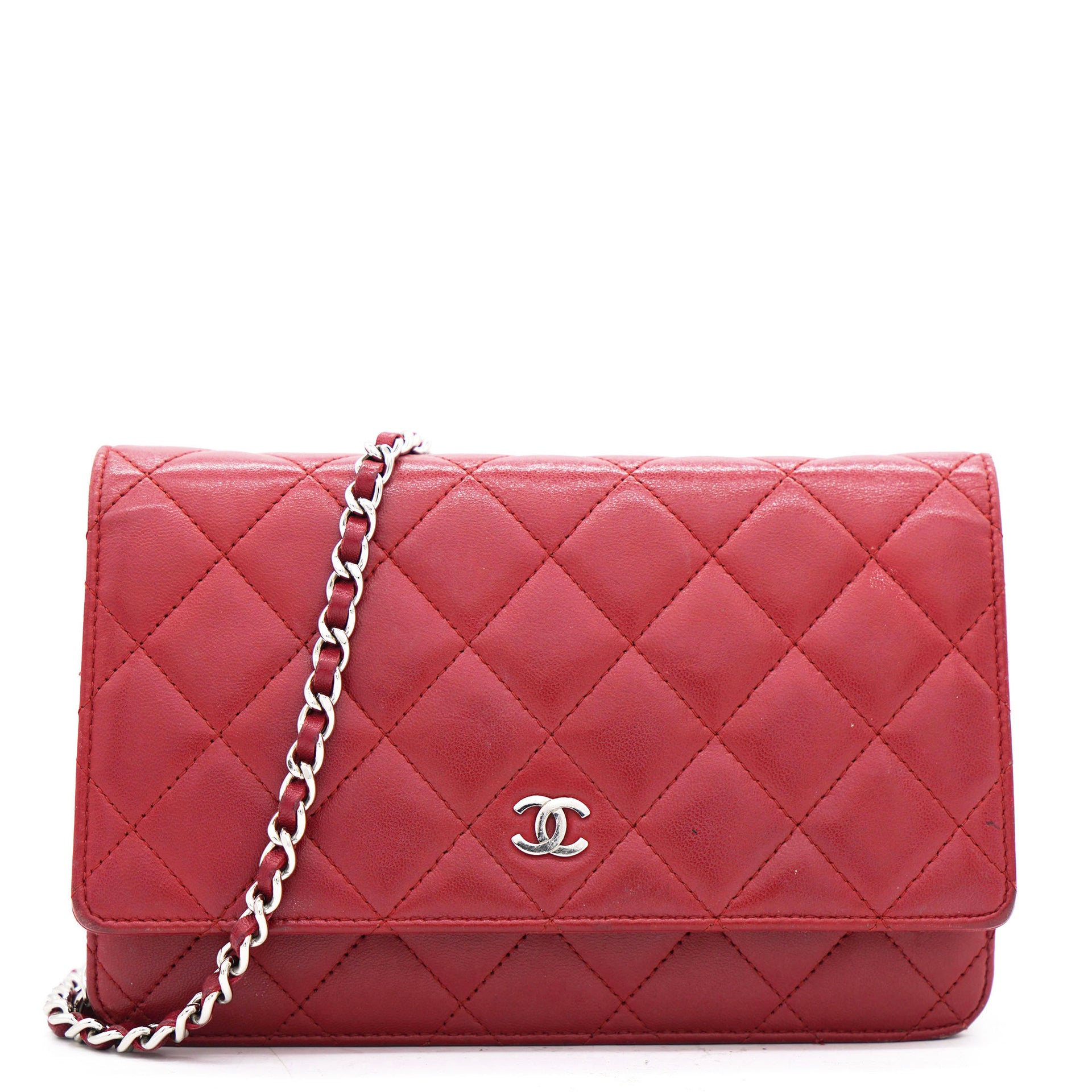 CHANEL Caviar Chevron Ancient Greek Charms Walletonthechain WOC  Crossbody Flap Bag  Red Gold Hardware  Preloved Lux Canada
