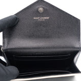 Black Frain De Poudre Embossed Leather Small Envelope Monogram Wallet