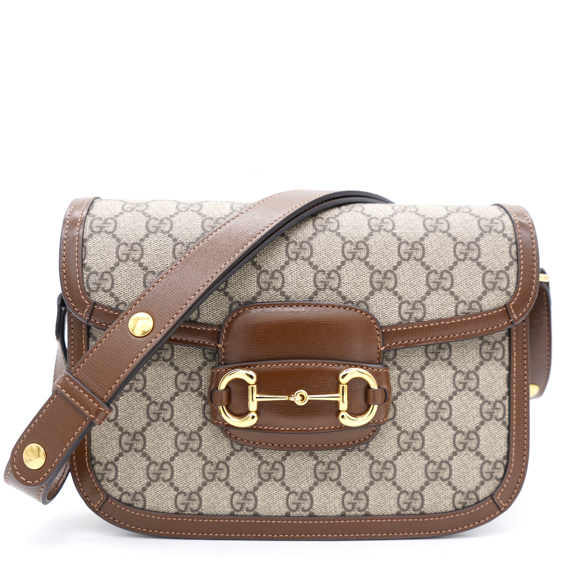 Brown Leather Gucci 1955 Horsebit Shoulder Bag