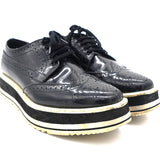 Black Leather Lace-Up Derby Shoes 37
