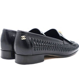 Black Leather Loafers Cut Out 37