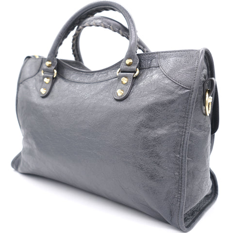 Grey Lambskin Leather Motorcycle City Bag