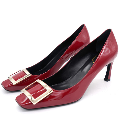 Red Patent Leather Trompette Embellished Pump 39.5