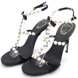 Black Pearl Embellished Strappy Sandals 37