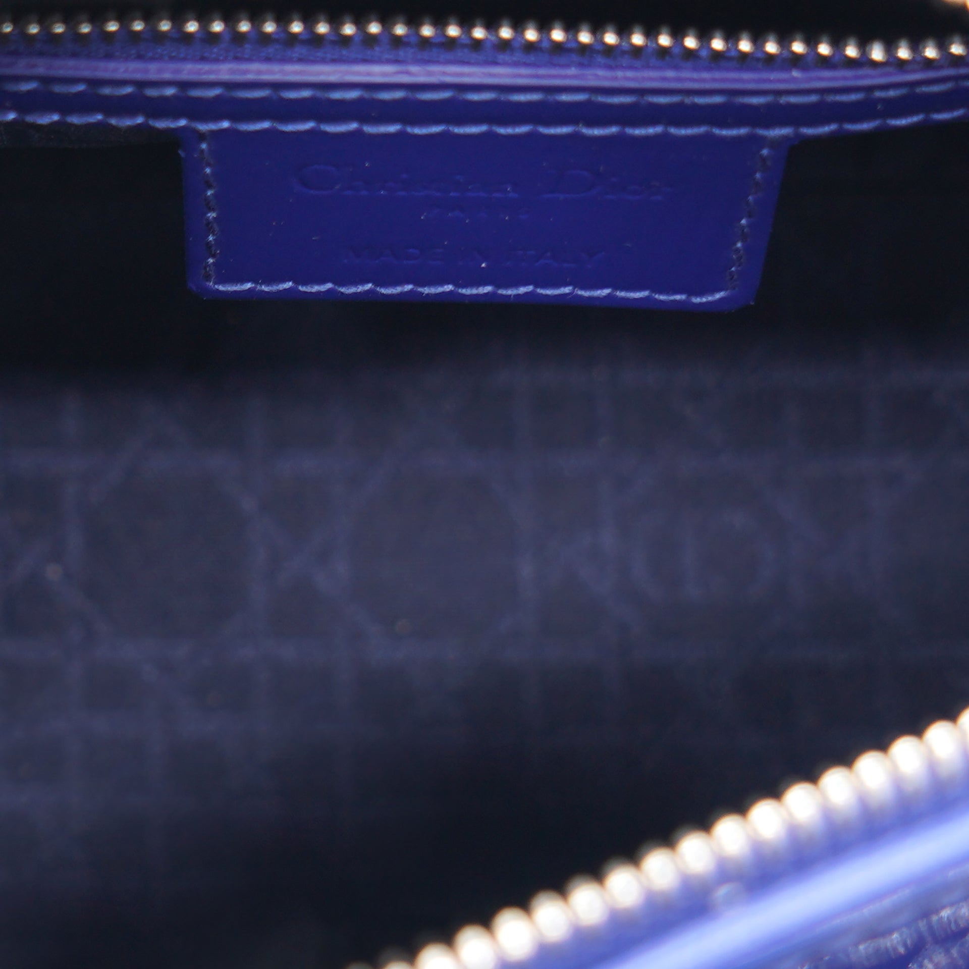 Lady Dior Medium Blue Patent Bag