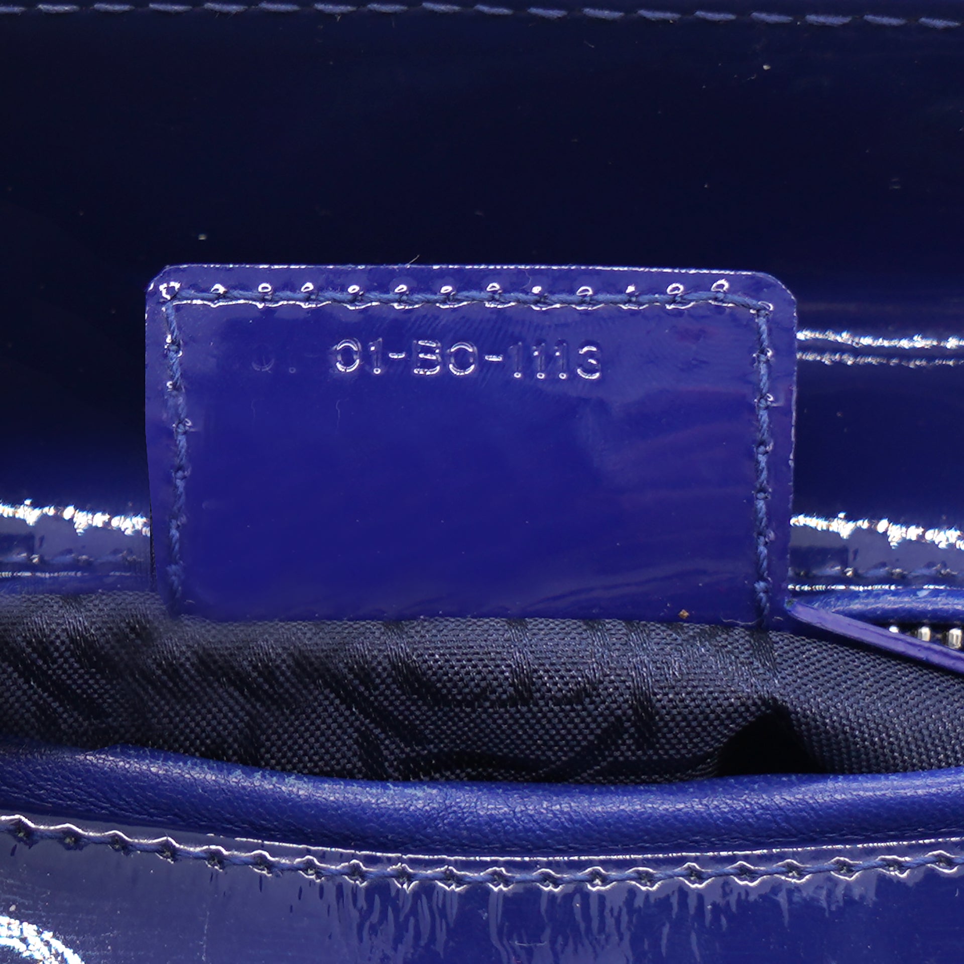 Lady Dior Medium Blue Patent Bag