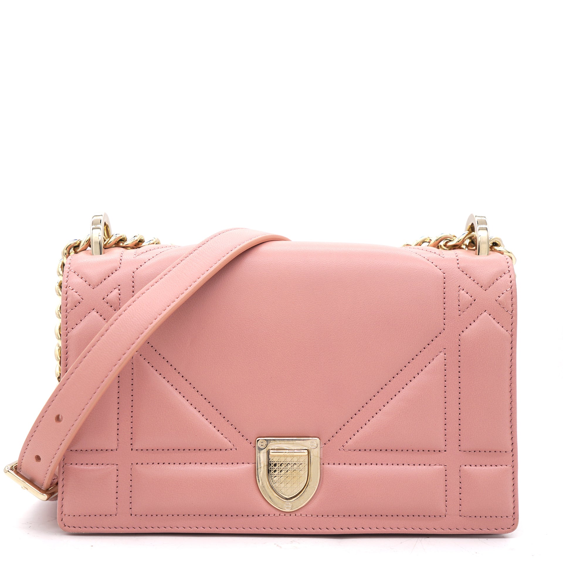 Pink Leather Small Diorama Flap Shoulder Bag