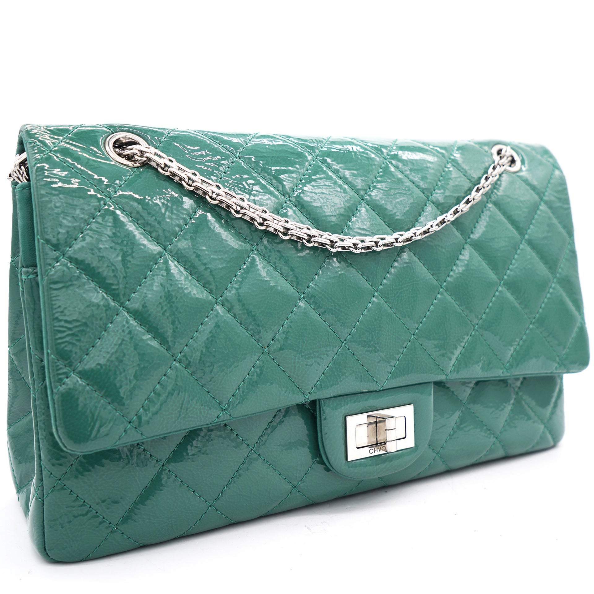 Chanel Navy Quilted Patent Classic Large Flap Bag Silver Hardware, 2012  Available For Immediate Sale At Sotheby's