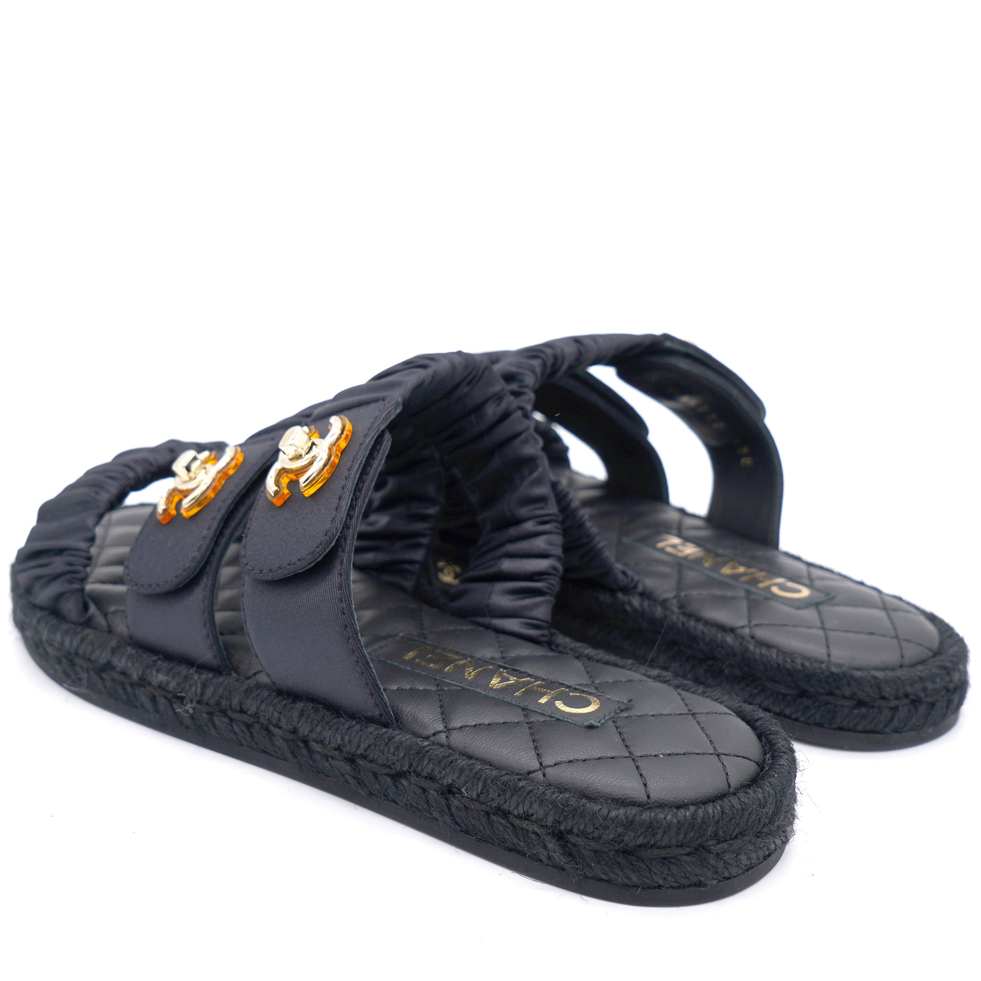 Chanel Black CC Interlock Slip-On Triple Strap Dad Quilted Sandals 37 –  STYLISHTOP