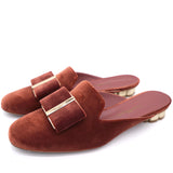 Dark Pink Velvet Sciacca Flat Mule Sandals 9C/39.5
