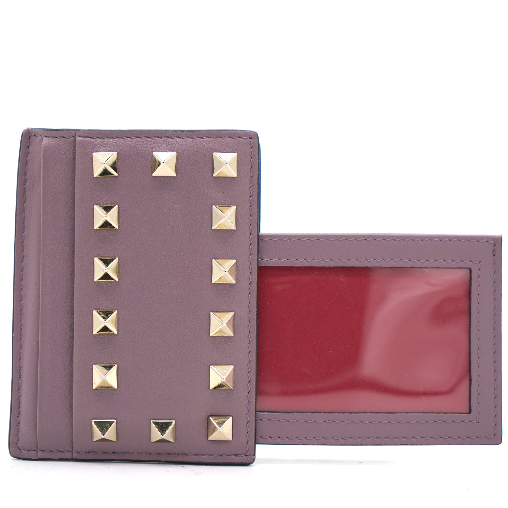 Blush Leather Rockstud Card Holder