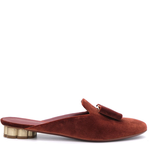 Dark Pink Velvet Sciacca Flat Mule Sandals 9C/39.5
