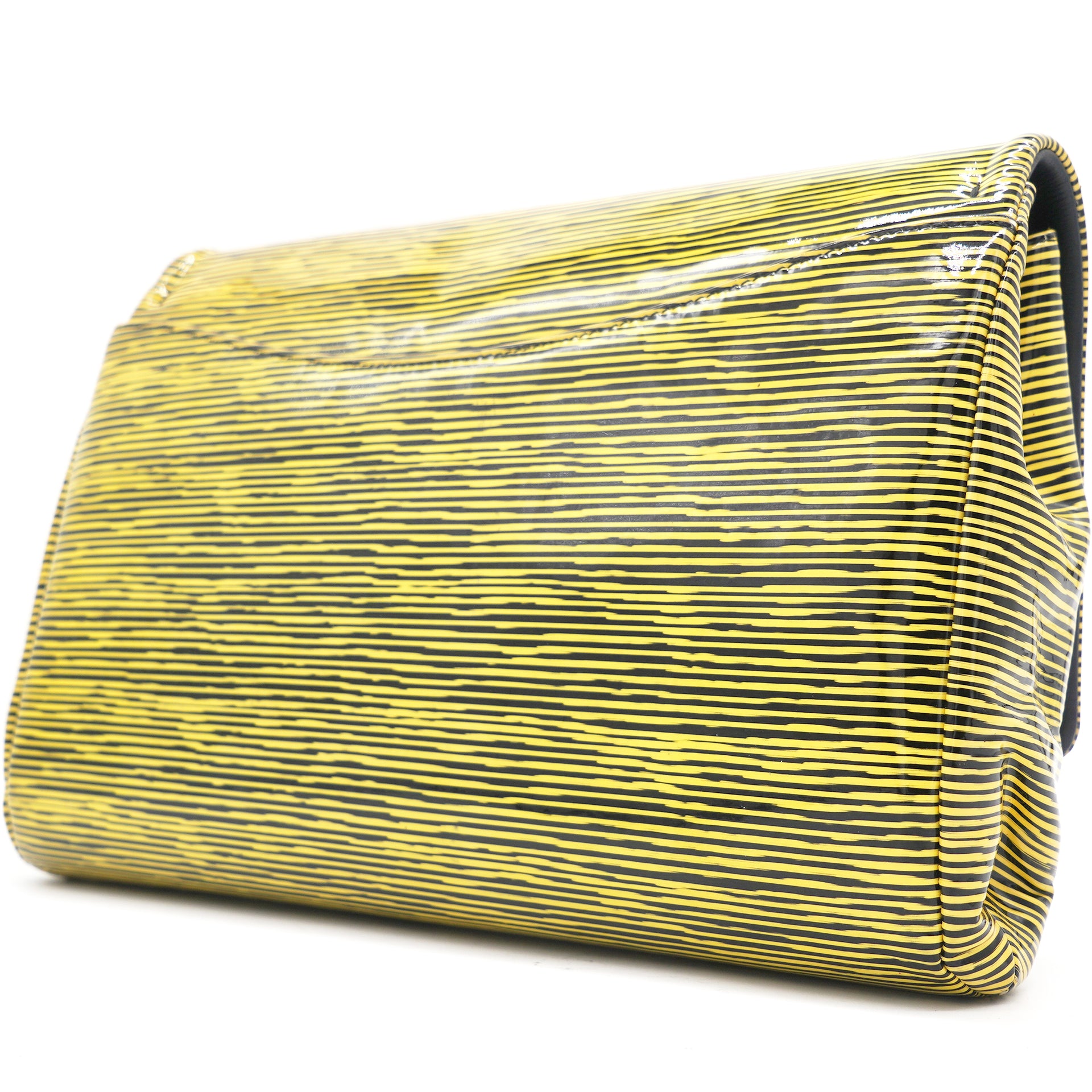 Patent Calfskin Striped Single Flap Bag