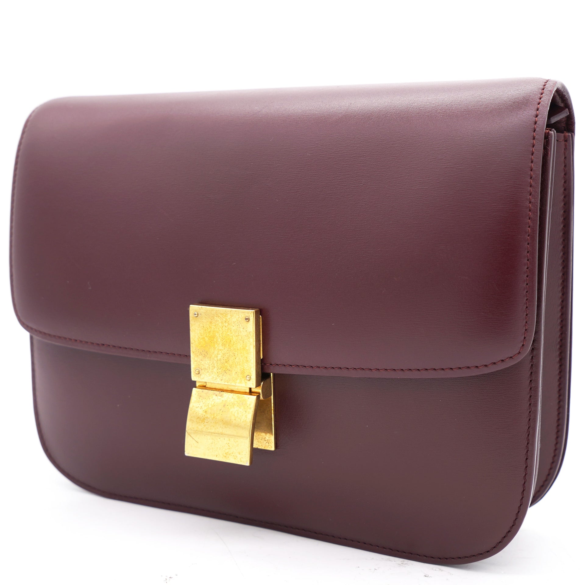 Celine Burgundy Leather Medium Classic Box Crossbody Bag – STYLISHTOP
