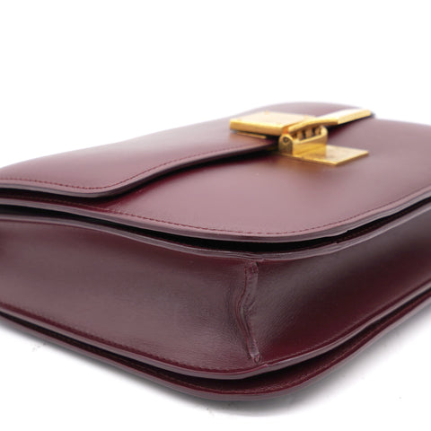 Burgundy Leather Medium Classic Box Crossbody Bag