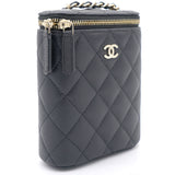 Caviar Quilted Nano Vertical Coco Beauty Vanity Case With Chain Black