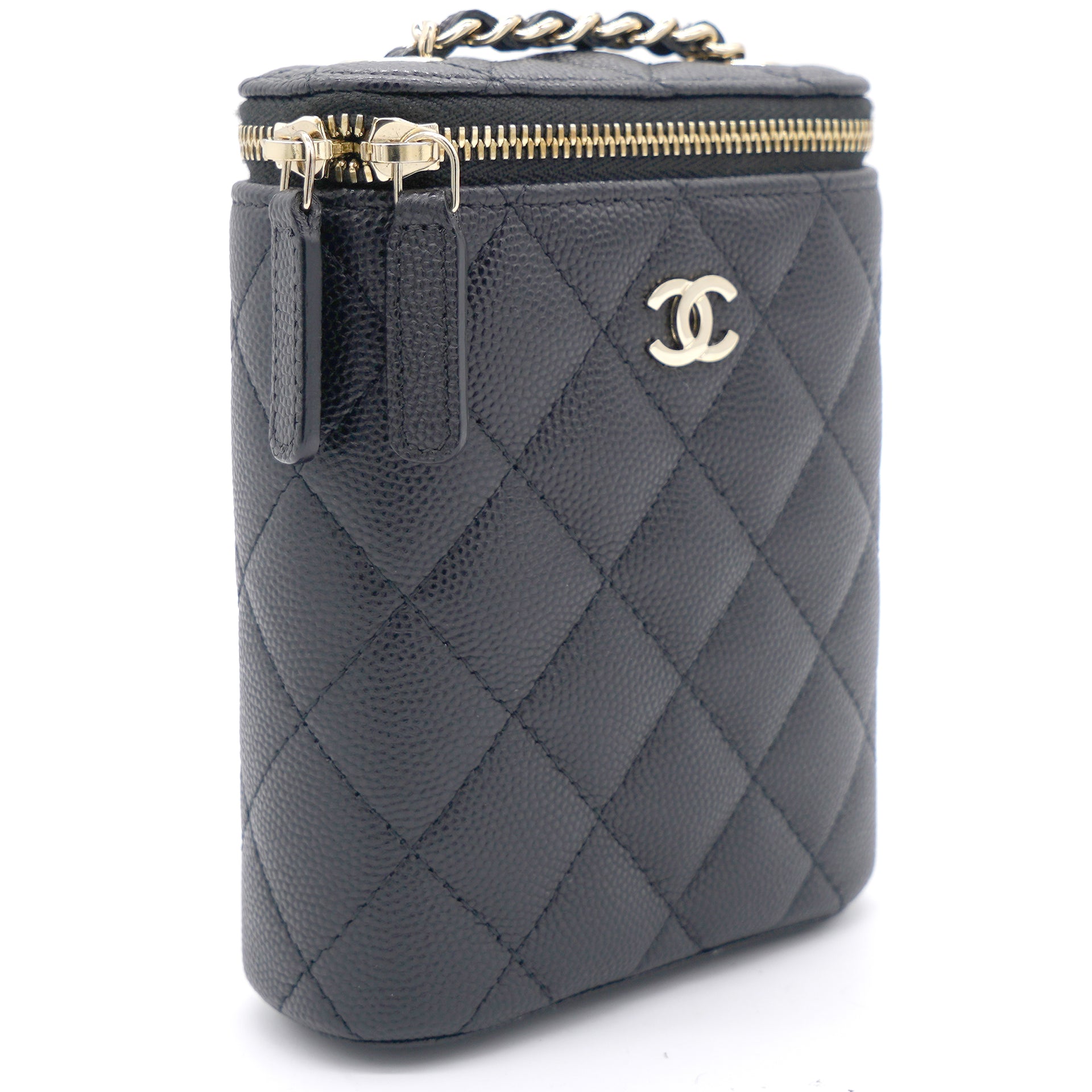 Chanel Caviar Quilted Nano Vertical Coco Beauty Vanity Case With