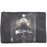 Textured Coated Canvas Madonna Print Large Flat Zip Pouch