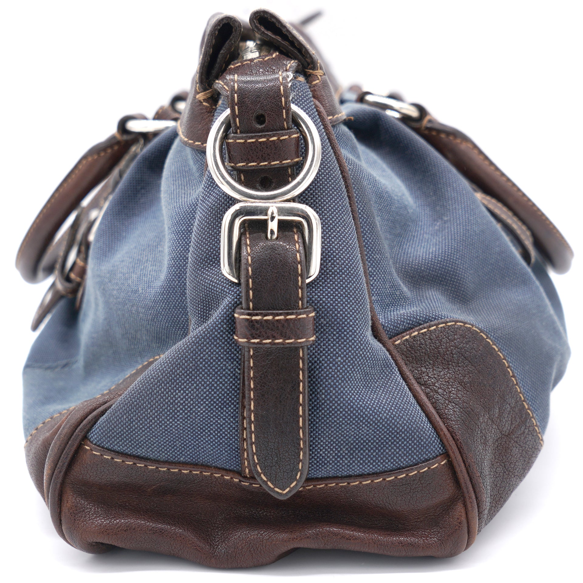 Shop authentic Prada Denim Chain Shoulder Bag at revogue for just USD 425.00