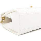 Crumpled Lambskin Quilted CC Links Top Handle Flap White