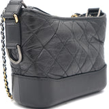 Calfskin Quilted Small Gabrielle Hobo Black