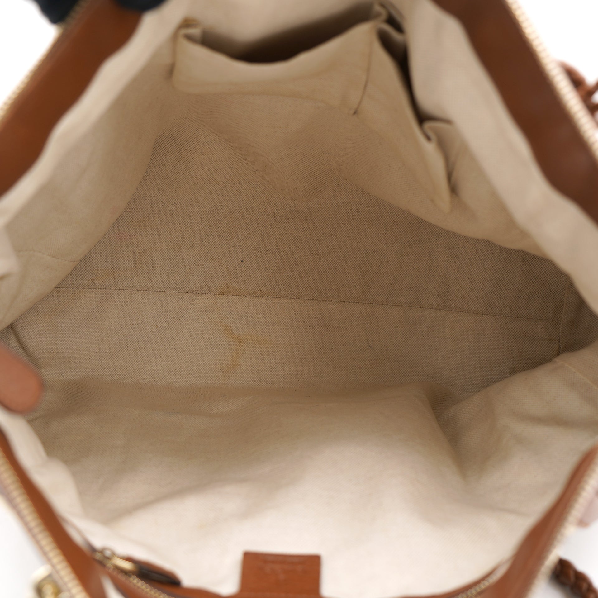 Beige/Brown GG Canvas and Leather Bell Tote