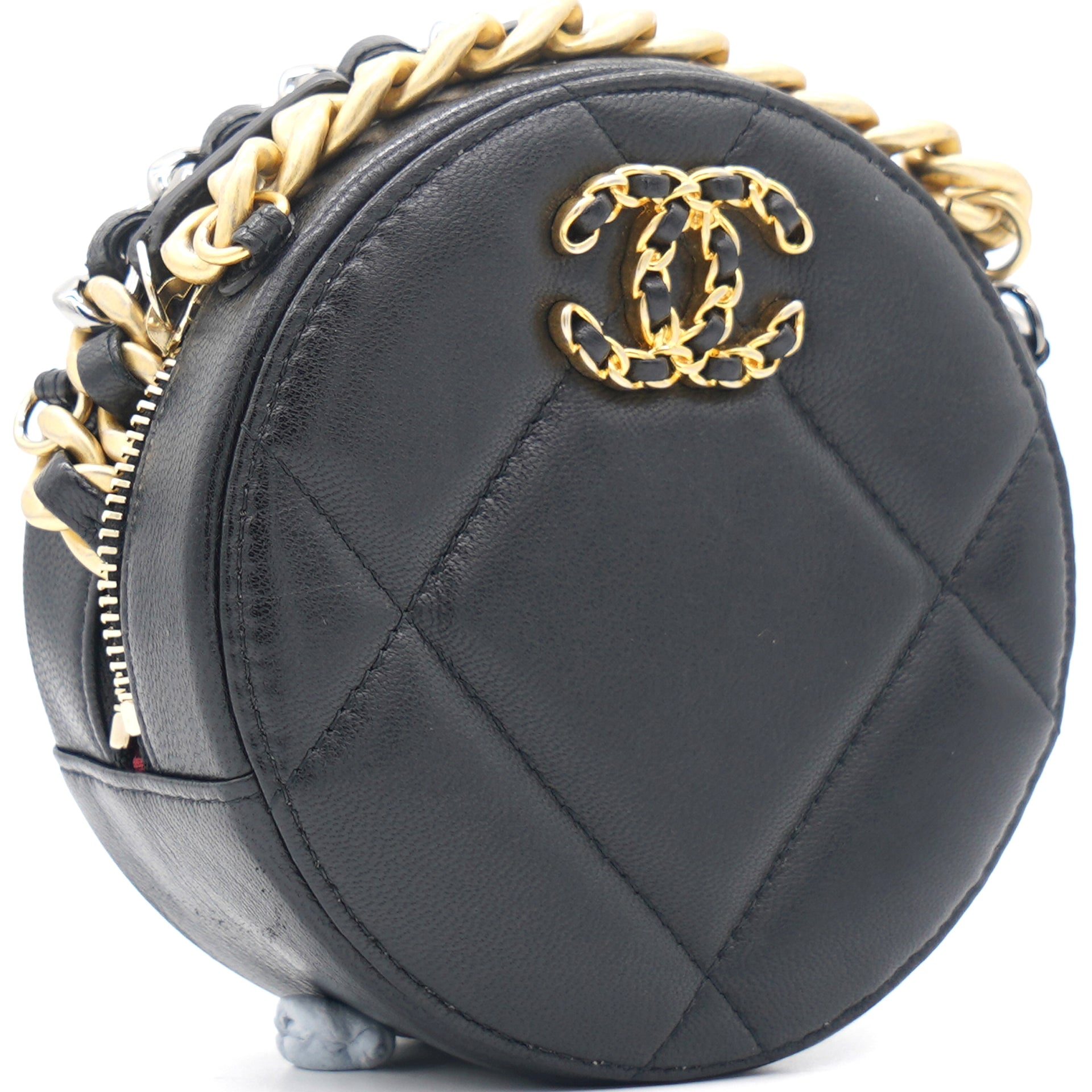 Túi Chanel Clutch With Chain Pearl Cross Body Black Calfskin Leather Like  new 