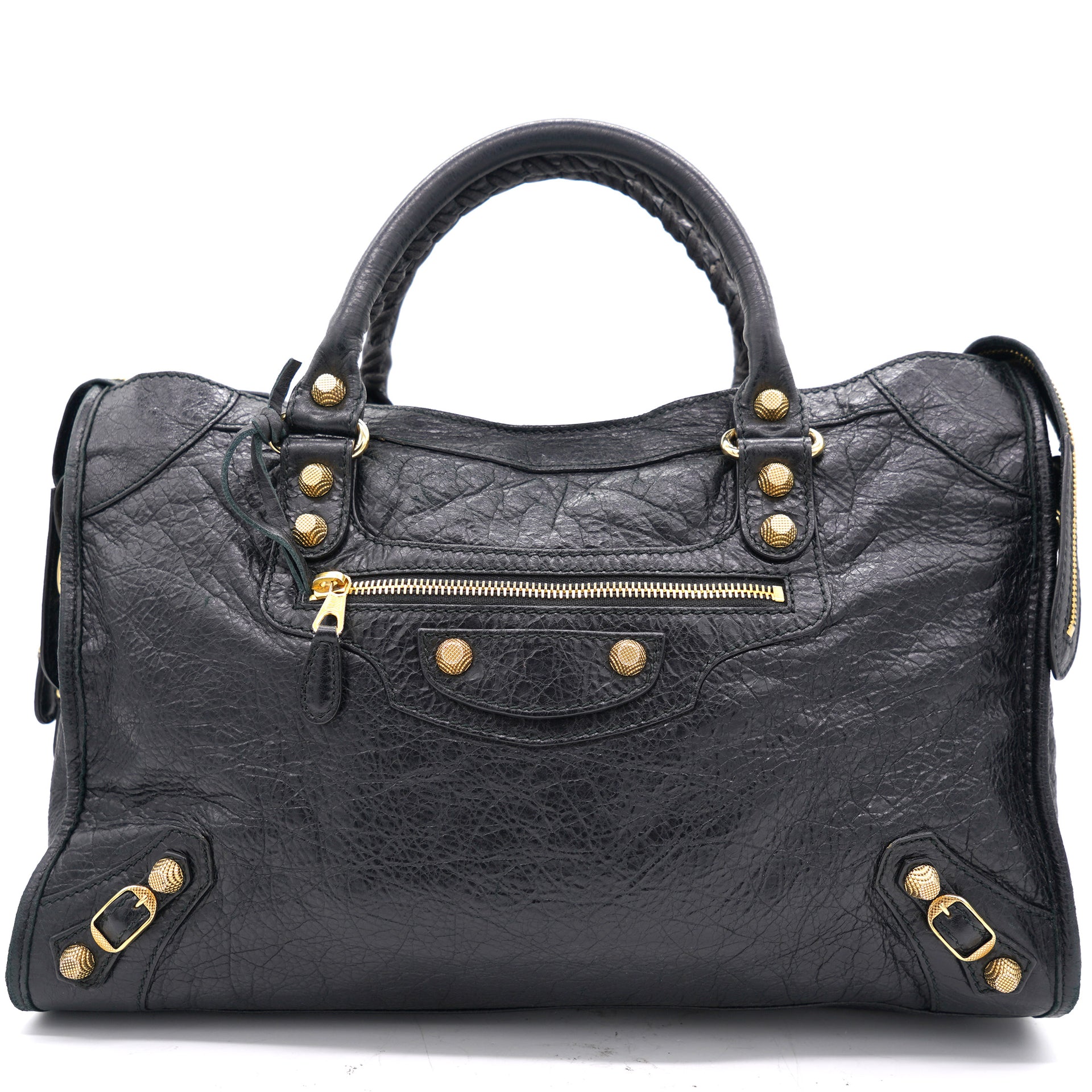 Balenciaga Black Leather Giant 12 City Bag  STYLISHTOP