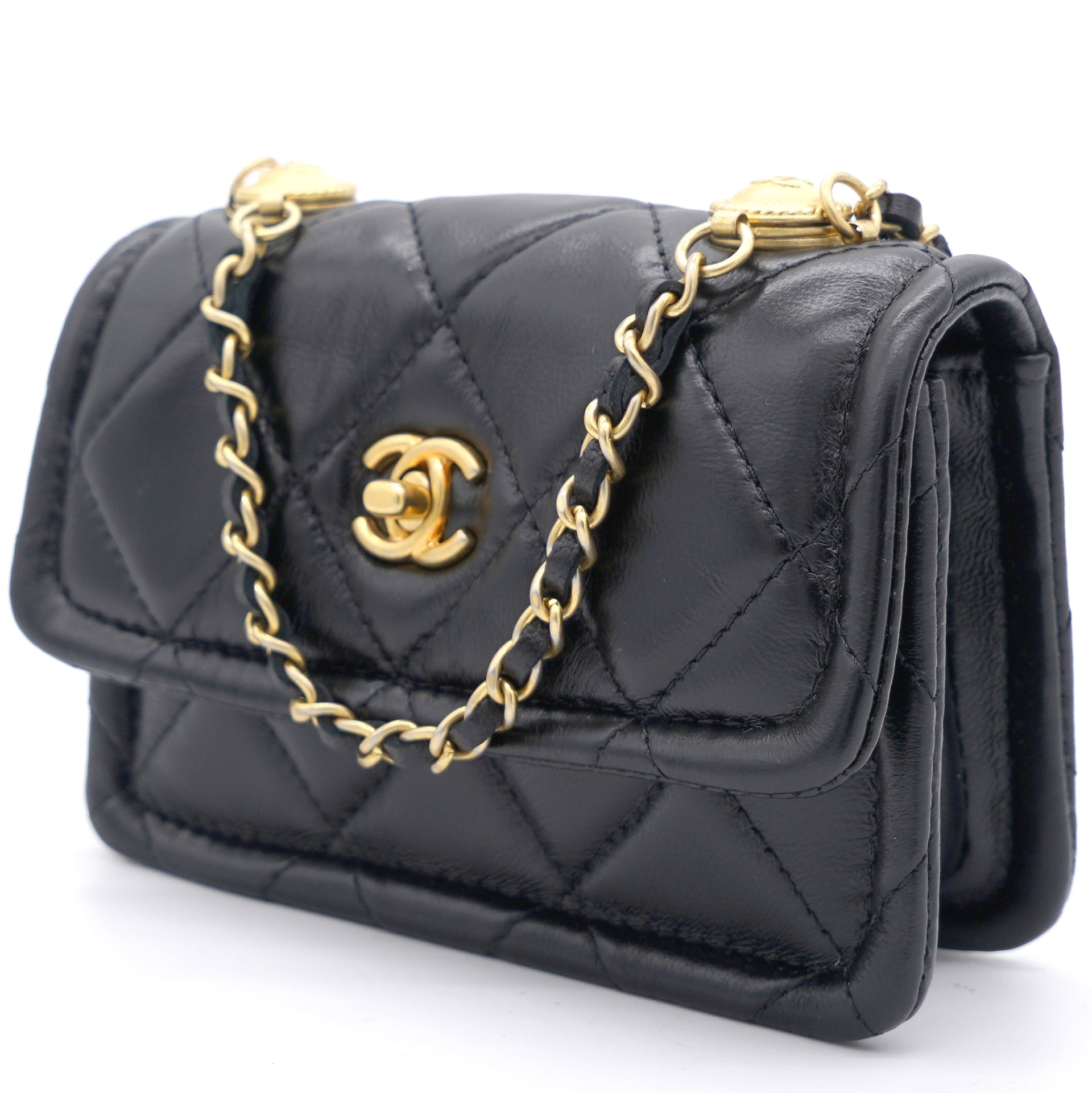 CHANEL Calfskin Quilted CC Chain Accordion Tote Black 1280157