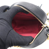 Lambskin Quilted 19 Round Clutch With Chain Black