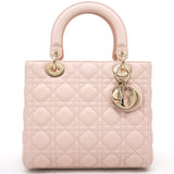 Light Pink Cannage Leather Medium Lady Dior Tote 2018