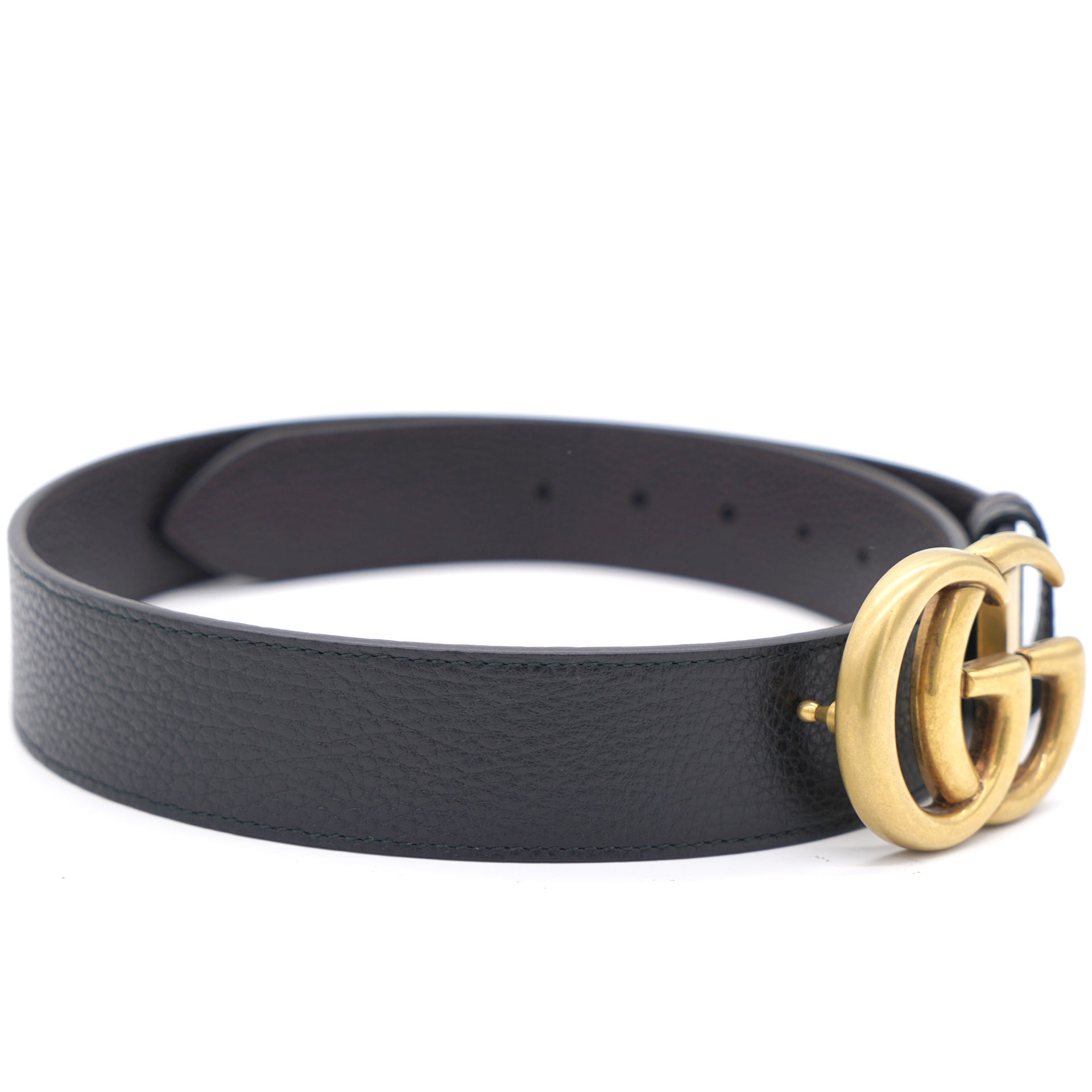 Reversible black/brown leather belt with Double G buckle