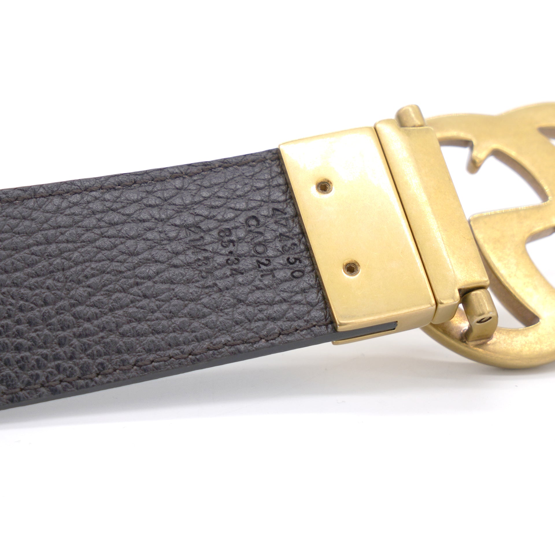 Reversible black/brown leather belt with Double G buckle