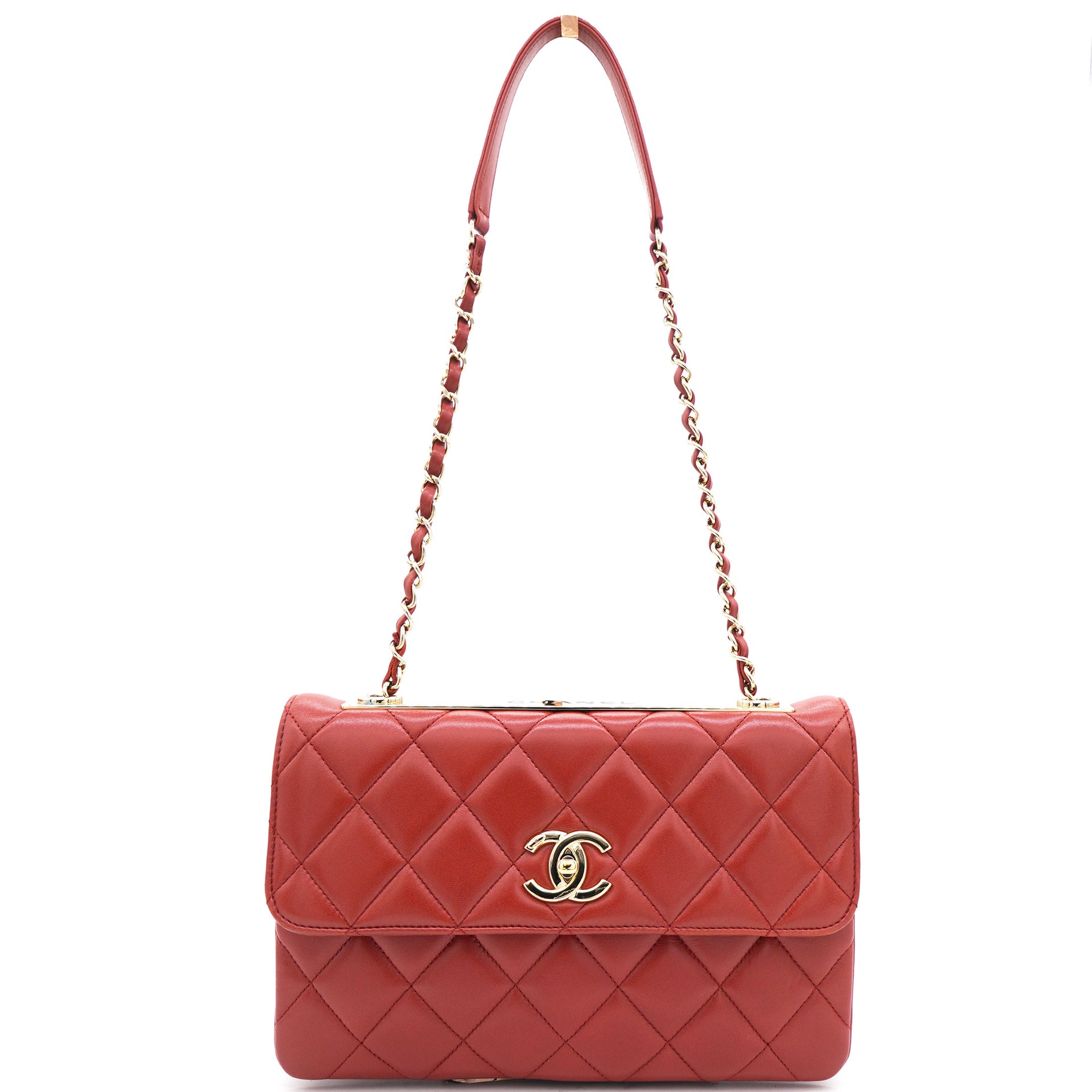 Chanel Red Leather Quilted Trendy CC Flap Shoulder Bag – STYLISHTOP