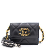 Chanel Black Quilted Lambskin Leather 19 Card Holder with Chain – STYLISHTOP