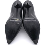 Black Leather Pointed-Toe Ankle Booties 39