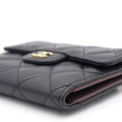 Black Quilted Leather CC Compact Wallet