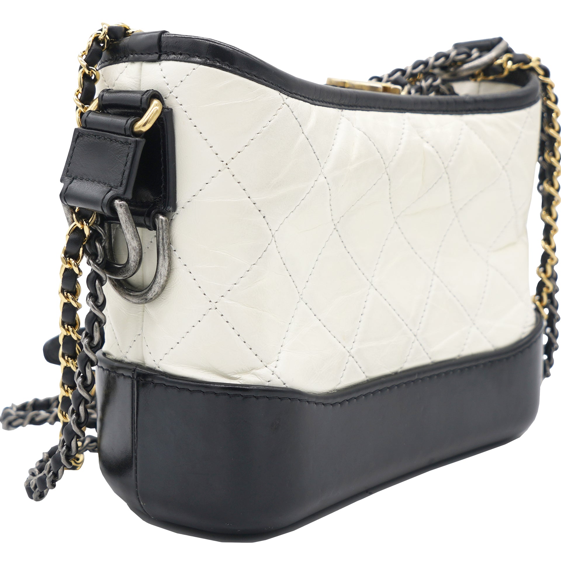 CHANEL Gabrielle Black White Quilted Calfskin Large Shopper Tote Bag