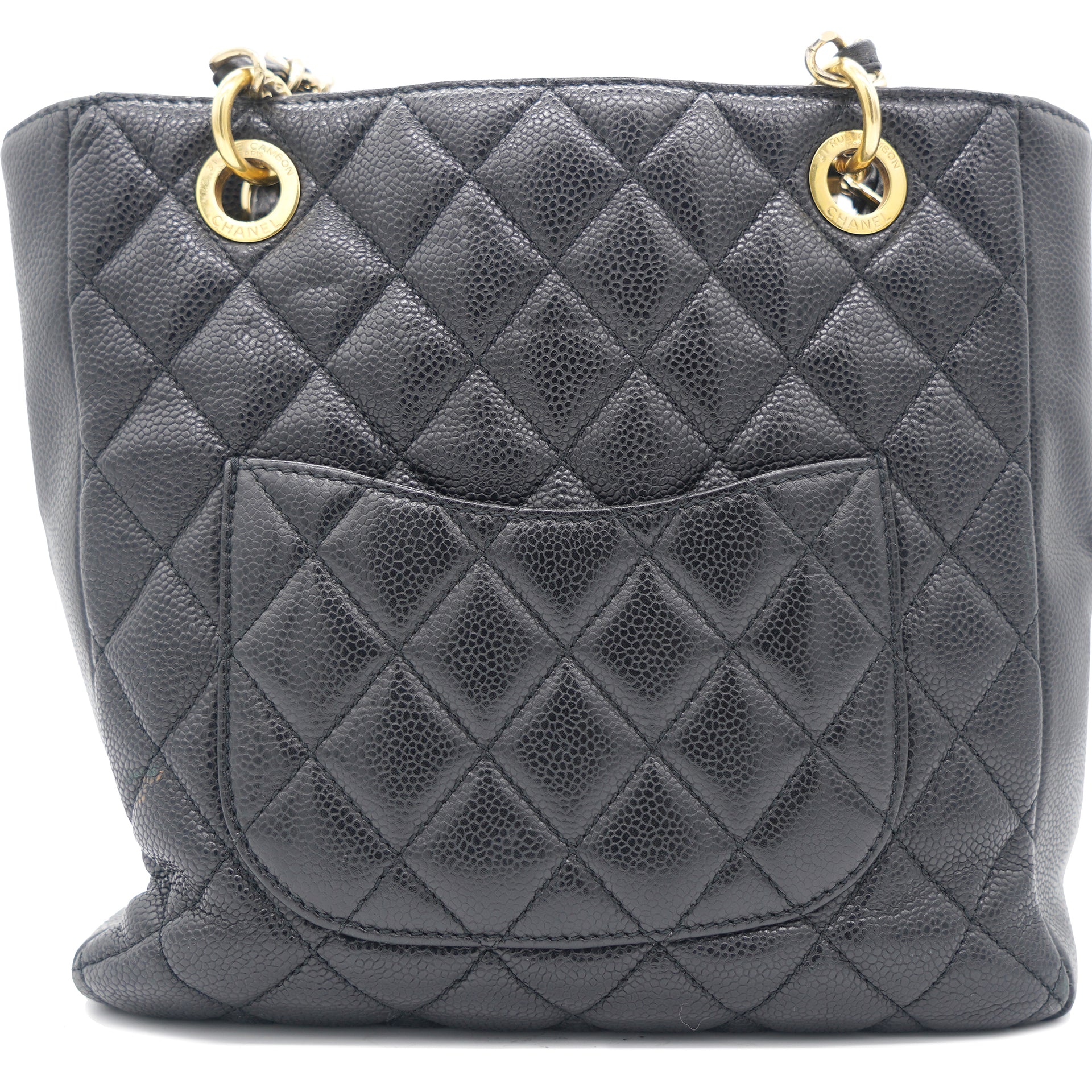 CHANEL LARGE QUILTED CAVIAR BLACK SHOPPING TOTE AUTHENTIC