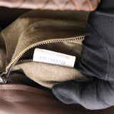 Chocolate Intrecciato Leather Drawstring Flap Crossbody Bag