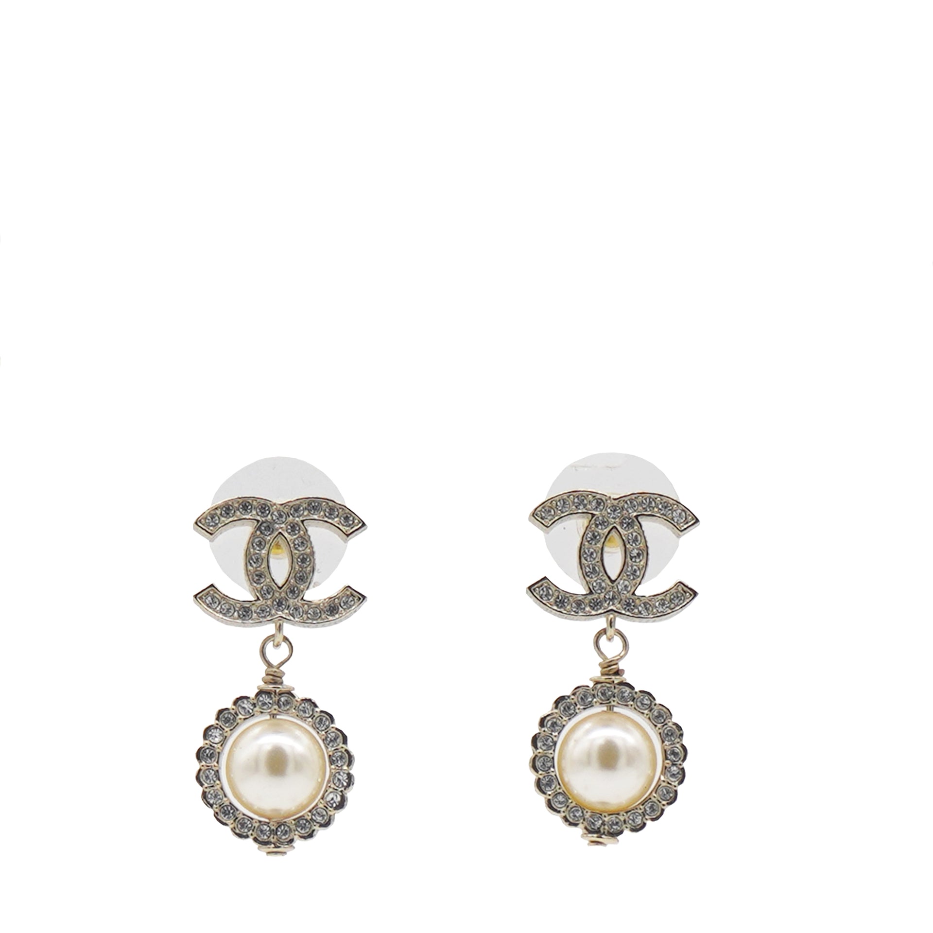 authentic chanel pearl drop earrings gold